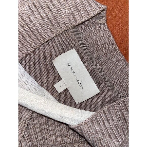 Brochu Walker Beige V-Neck Sweater S Womens Wool & Cashmere Blend - Picture 4 of 8